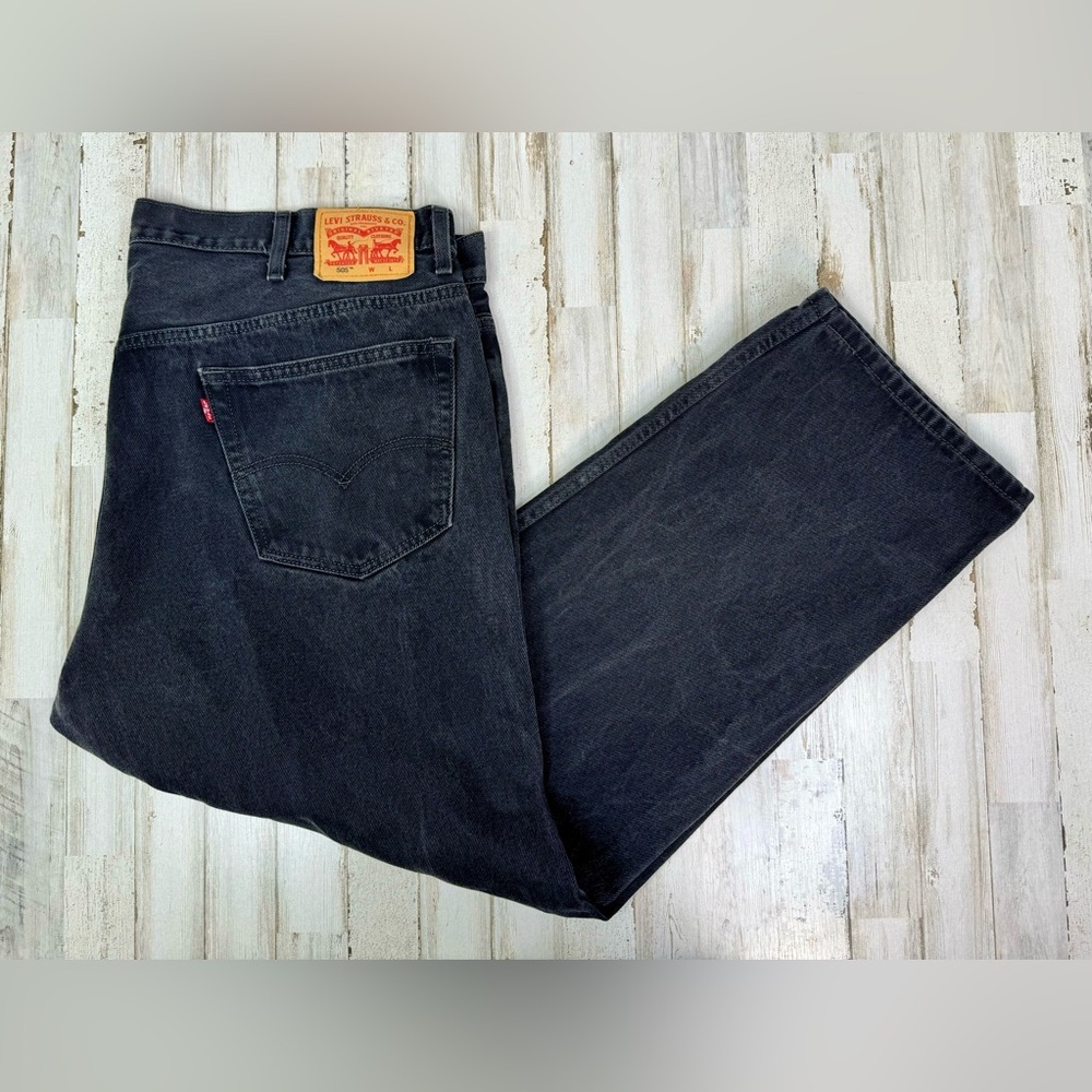 Levis Jeans Mens 46x30 Black 505 Straight Wide Leg Western Cowboy 100% Cotton